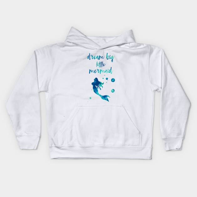 Dream Big Little Mermaid Kids Hoodie by Miao Miao Design